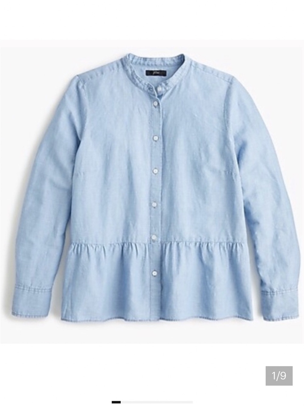 J Crew Light Blue chambray Peplum Button-down shirt size 4 like new!